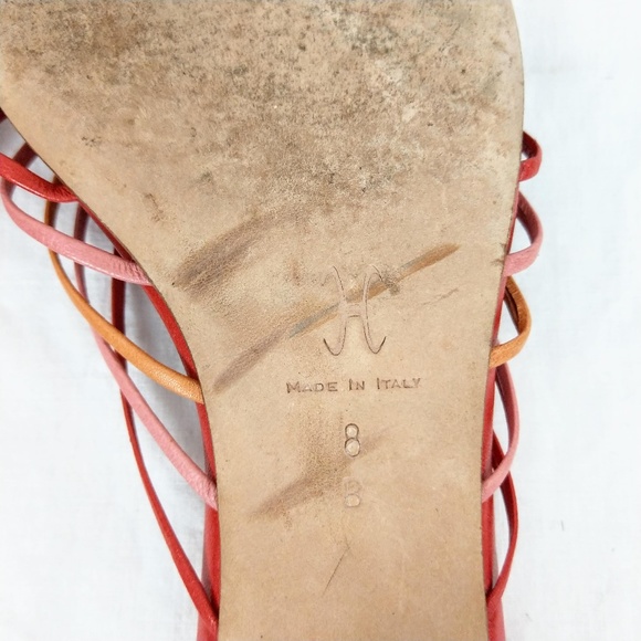 Cole Haan Laced Leather Red Thong Sandals - Picture 7 of 8